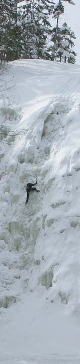 Ice climber on Arethusa Falls (photo by Mark Malnati)