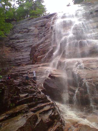Arethusa Falls: the people in the left lower half of the photo give it scale (photo by Bill Mahony)