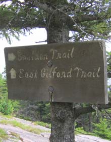 Trail junction Boulder Trail and East Gilford Trail (photo by Mark Malnati)