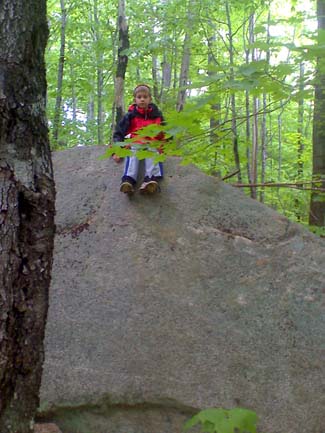 On a boulder (photo by Bill Mahony)