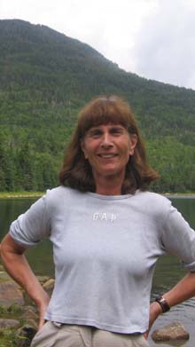 Kristin in front of East Pond and Scar Ridge (photo by Dennis Marchand)