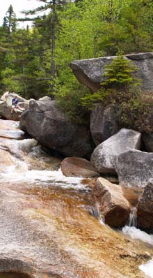 The North Fork flowing over ledges above Thoreau Falls (photo by Webmaster)