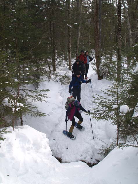 Sally, Jack, Reinhild, Scott, and Freddy in line for a steep gully crossing (photo by Webmaster)