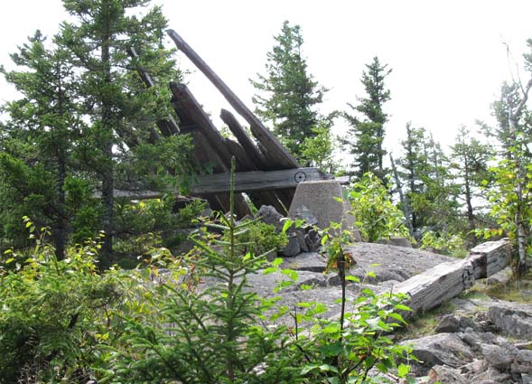 Remains of the old fire tower on the summit (photo by Karl Searl)