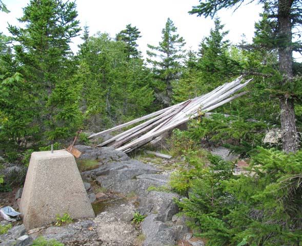 Remains of the old fire tower on the summit (photo by Karl Searl)