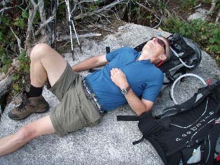 "Dead" hikers recovering our energy on Mt. Jefferson (photo by Kathy Astrauckas)