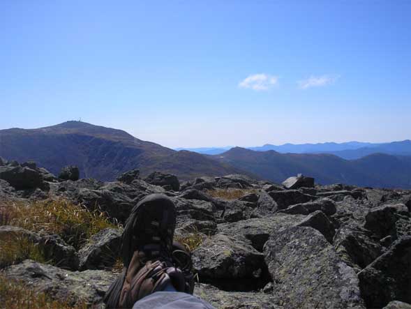 View of Mount Washington from our lunch spot on the summit of Mount Jefferson (photo by Kathy Veilleux)