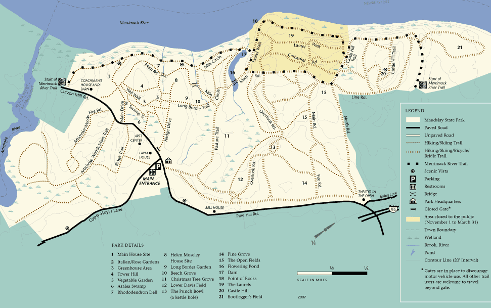 Map of Maudslay State Park (map courtesy of Maudslay State Park)