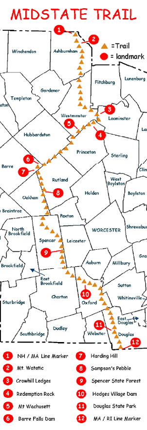 Midstate Trail map (courtesy of Midstate Trail Committee)