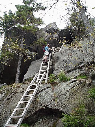 Cliffs and ladders right below Mount Morgan's summit