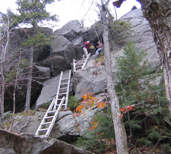 Ladders up Morgan Cliffs (photo by Mark Malnati)