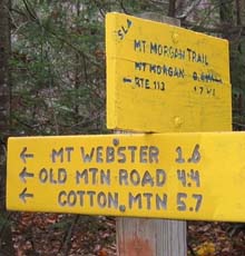 Trail signs at the junction of Mount Morgan and Crawford-Ridgepole Trails (photo by Mark Malnati)
