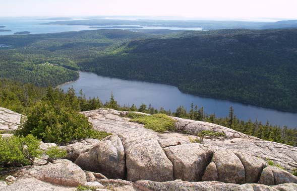 Jordan Pond and beyond as seen from Pemetic Mtn. (photo by Webmaster)