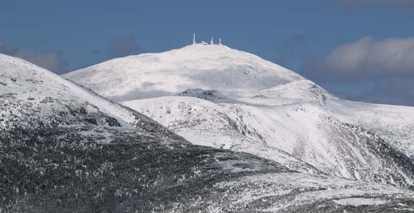 View of Mount Washington and its summit structures from the ledges of Mount Pierce (photo by Webmaster)