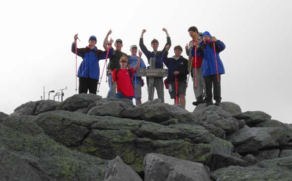They can because they think they can!  The group on Mount Washington's summit (photo by Jon Salisbury & Steve Fiedler)