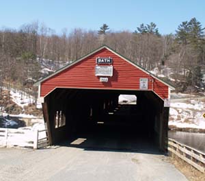 Spring photo of Bath covered bridge (photo by Webmaster)