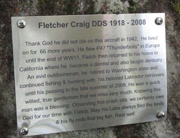 New plaque honoring Fletcher Craig (photo by Jim Gonia)