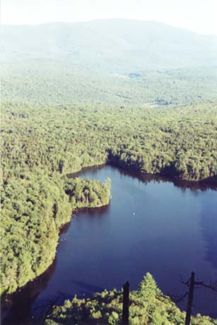 Wachipauka Pond as seen from the top of the ledges on Webster Slide Mountain (photo by Webmaster)